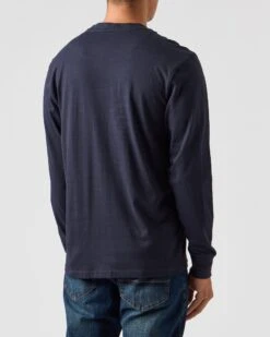 Weekend Offender Mahoney Long Sleeve T-Shirt Navy -Warm Knit Wear Sales TSAW2308 MAHONEY NAVY 0352 MODEL