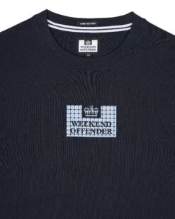 Weekend Offender Dygas T-Shirt Navy/Blue House Check -Warm Knit Wear Sales TSAW303 DYGAS NAVY BLUE CHECK 0912