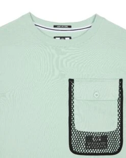 Weekend Offender Lens Mesh Pocket T-Shirt Mint Tea Green -Warm Knit Wear Sales TSAW311 LENS MINT TEA 0940