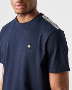 Weekend Offender Diaz T-Shirt SS23 Navy/House Check -Warm Knit Wear Sales TSSS2304 DIAZ NAVY 3349WO