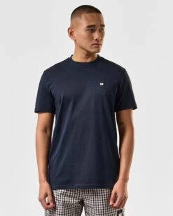 Weekend Offender Cannon Beach T-Shirt Navy -Warm Knit Wear Sales TSSS2401 CANNON BEACH NAVY 3885 MODEL