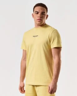 Weekend Offender Millergrove T-Shirt Butter Yellow/Navy -Warm Knit Wear Sales TSSS2402 MILLERGROVE BUTTER 5183 MODEL