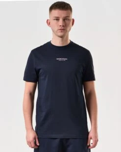 Weekend Offender Millergrove T-Shirt Navy/Periwinkle -Warm Knit Wear Sales TSSS2402 MILLERGROVE NAVY 5839 MODEL