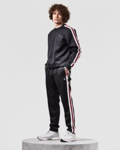 Weekend Offender Gou Taped Neck Track Top Black -Warm Knit Wear Sales TTAW2301 GOU BLACK 1486 MODEL