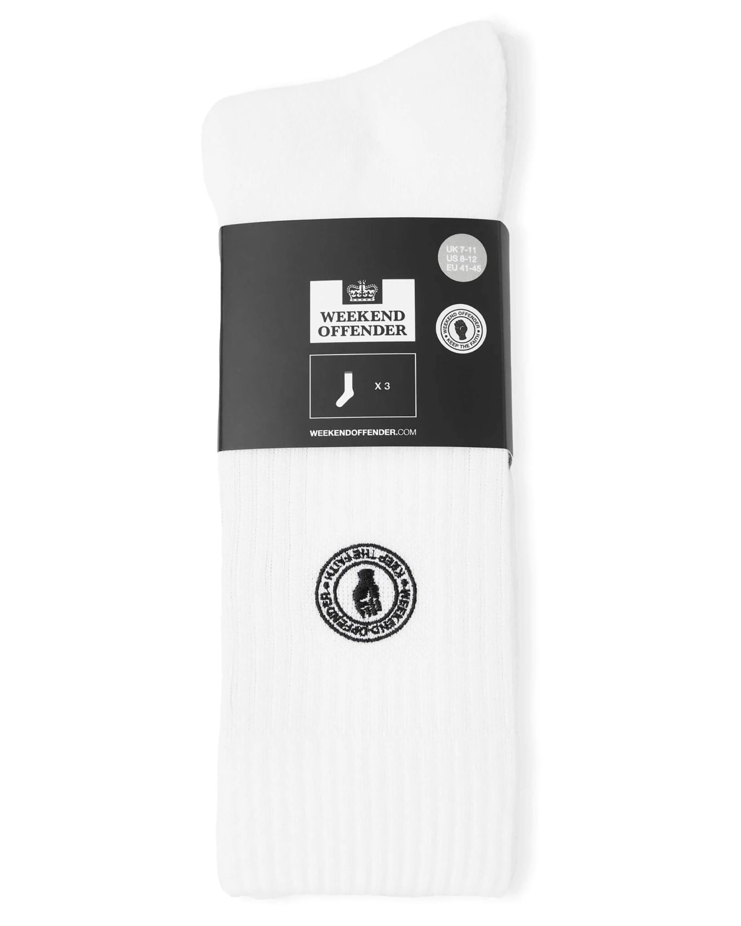 Weekend Offender Keep The Faith Sports Socks White Pack Of 3 3 Weekend Offender Keep The Faith Sports Socks White Pack Of 3 - Image 3