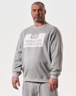 Weekend Offender Penitentiary Classic Sweatshirt Grey Marl - Plus Size -Warm Knit Wear Sales WOSW370X PENETENTIARY GREY MARL 8248 PLUS