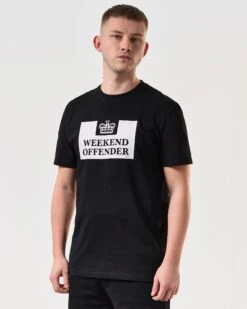 Weekend Offender Prison Classic T-Shirt Black -Warm Knit Wear Sales WOTS100 PRISON BLACK 6070 MODEL
